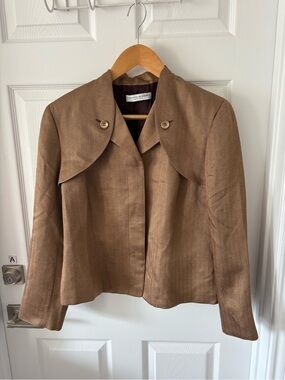 Carolina Herrera New York Structured Herringbone Jacket Blazer Size M